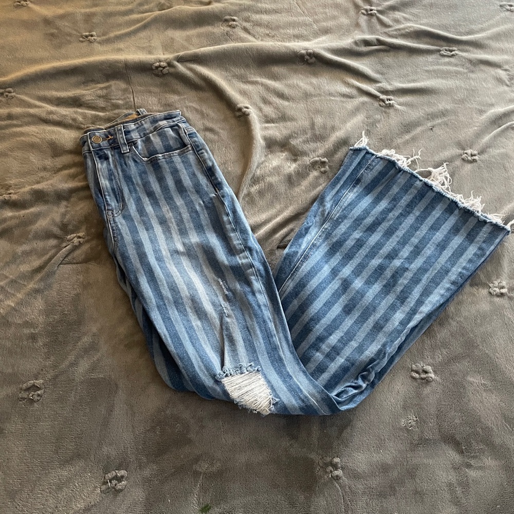 Cello Striped Flare Jeans